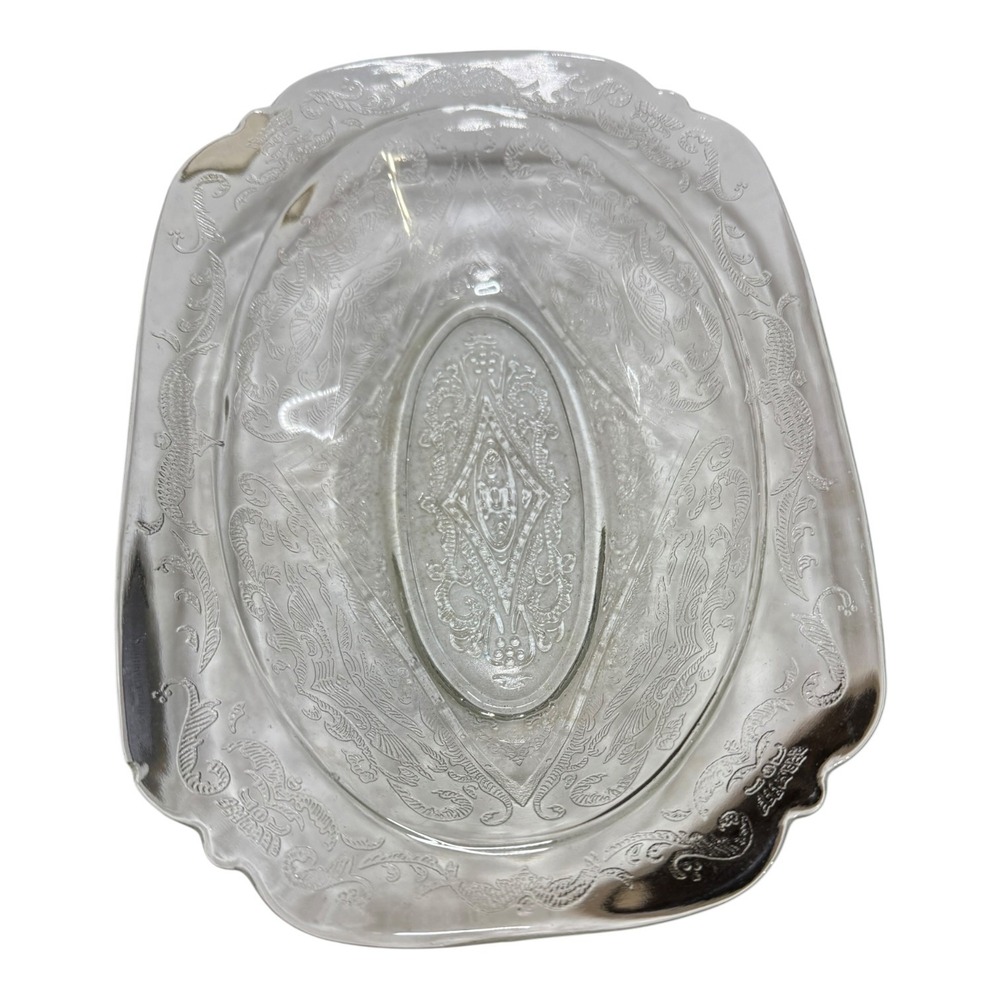 Vintage Hocking Glass Princess Pattern Clear Pressed Glass Scalloped Bowl